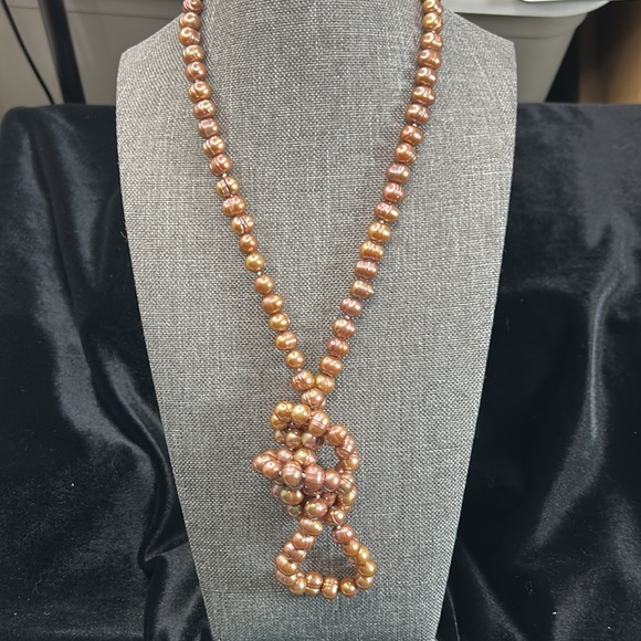 #45 Vintage Brown Baroque Pearl Necklace, 17.5" - Picture 2 of 9